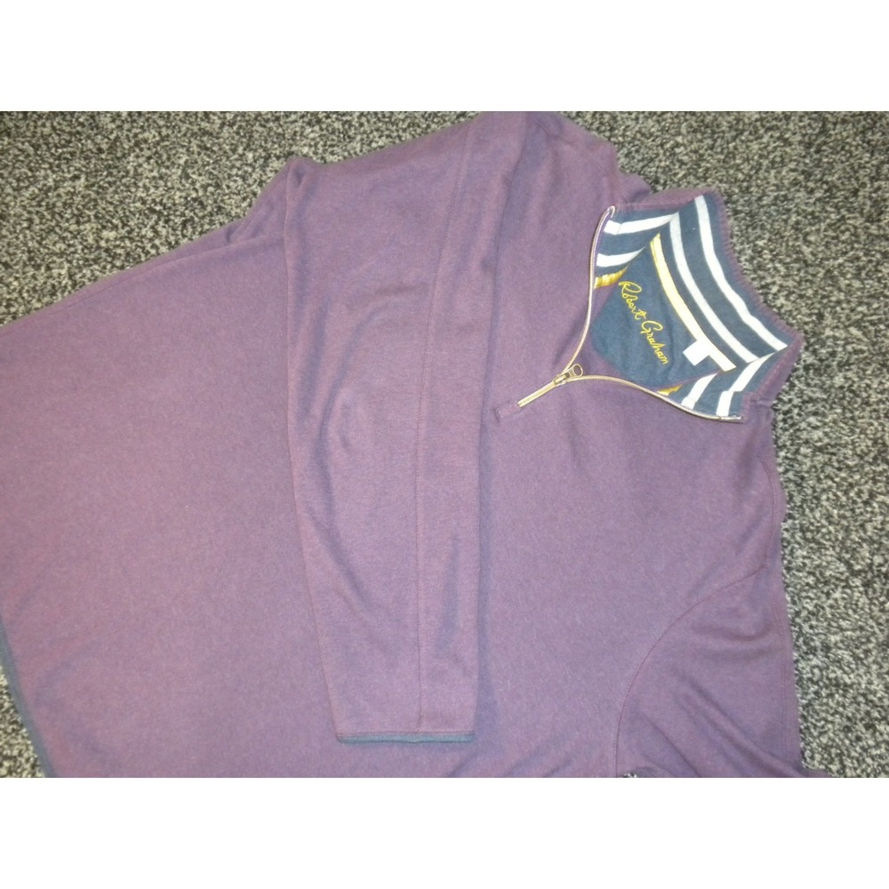 Robert Graham Sweater Mens M Purple 1/4 Zip Classic Fit Mock Neck Pullover Golf - Picture 1 of 11